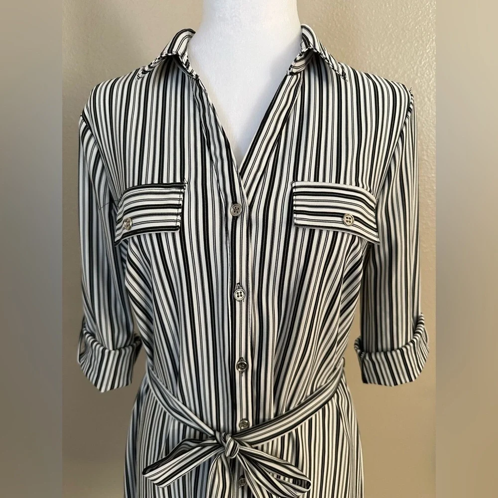 Mlle Gabrielle Black and Tan Belted Shirt Dress NWT - Picture 5 of 7